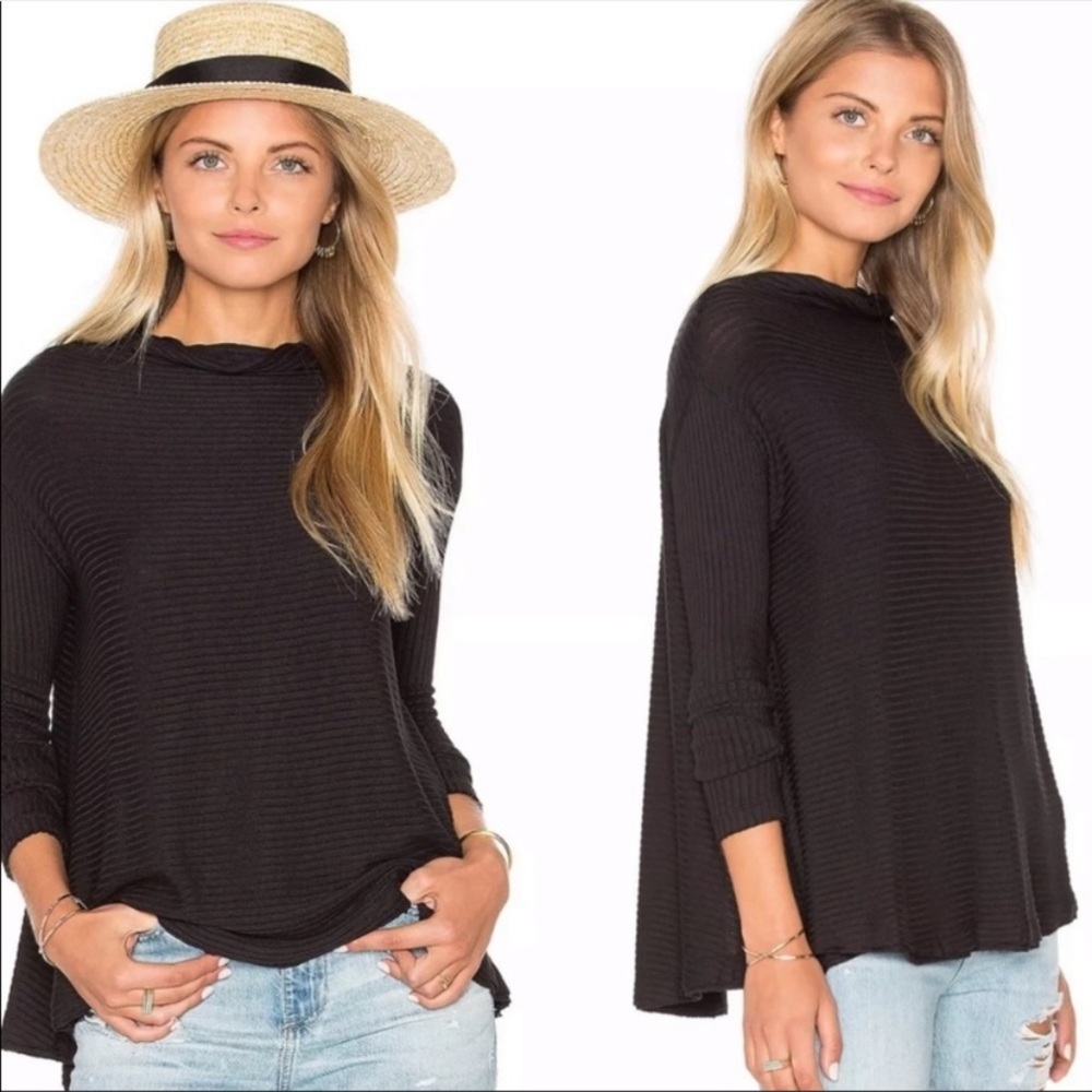 We The Free Black Cowl Neck Sweater